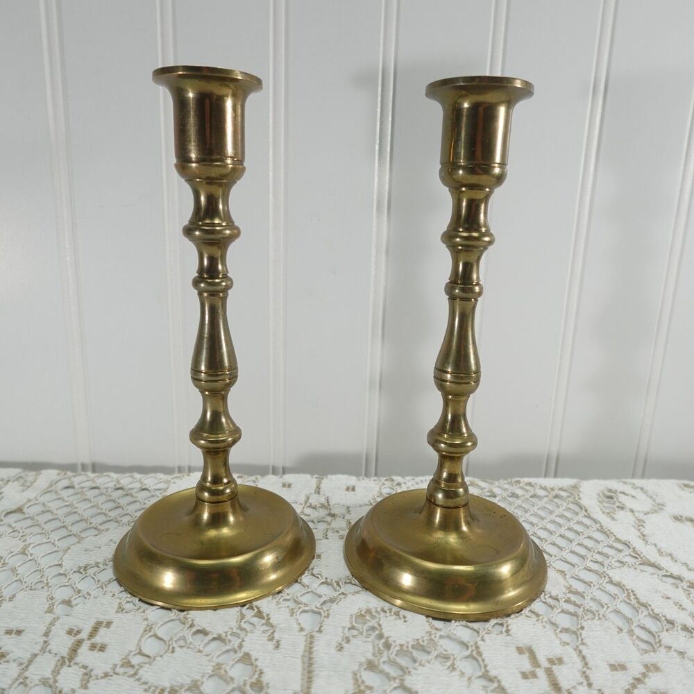 Vintage Brass Candlestick Holders Pair Taper Candle Sticks